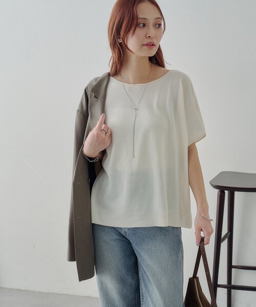 DISCOAT(ディスコート)の「【Noka/UVカット/抗ピリング】ドルマン半袖プルオーバー(Tシャツ/カットソー・レディース・オフホワイト/ブラック/ベージュ/オレンジ/グレー・FREE)」の19枚目の写真