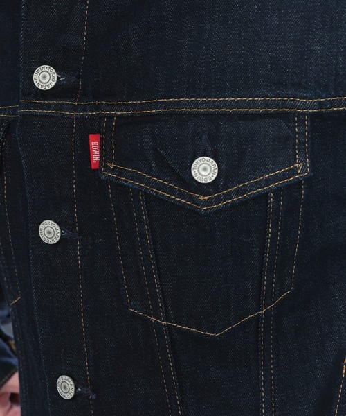 EDWIN（エドウィン）の「EDWIN (エドウィン) デニムジャケット ET1136-100 OneWash 濃色ブルー Gジャン ポケット デニム ジャケット アウター（デニムジャケット・メンズ・ワンウォッシュ・L/M/LL）」の5枚目の写真