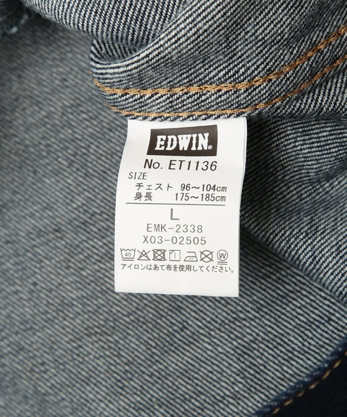 EDWIN（エドウィン）の「EDWIN (エドウィン) デニムジャケット ET1136-100 OneWash 濃色ブルー Gジャン ポケット デニム ジャケット アウター（デニムジャケット・メンズ・ワンウォッシュ・L/M/LL）」の11枚目の写真