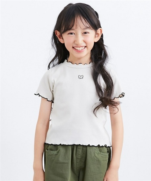 QUNTSTYLE（キュントスタイル）の「選べる♪リブ半袖デザインTシャツ（Tシャツ/カットソー・キッズ・パープル/ブラック/ベージュ/ブルー/ピンク・100/110/140/160/150/130/120）」の3枚目の写真