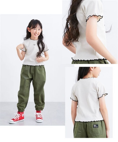 QUNTSTYLE（キュントスタイル）の「選べる♪リブ半袖デザインTシャツ（Tシャツ/カットソー・キッズ・パープル/ブラック/ベージュ/ブルー/ピンク・100/110/140/160/150/130/120）」の8枚目の写真