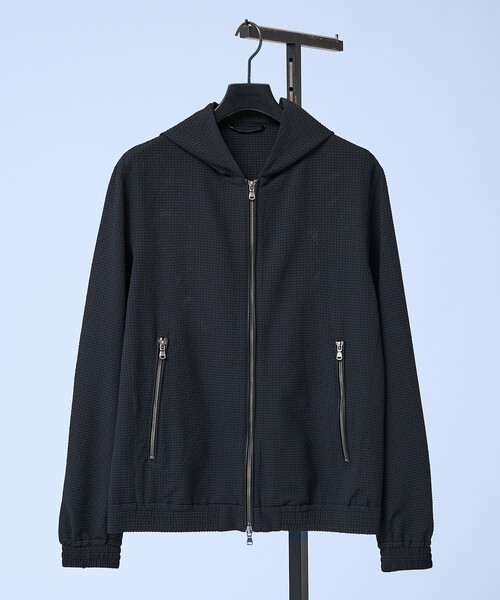 5351 POUR LES HOMMES（ゴーサンゴーイチプールオム）の「【セットアップ対応】トリコット プリント ジョガー フーディー（ブルゾン・メンズ・ストライプ/ブラック・46/44/50/48）」の2枚目の写真