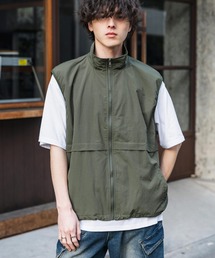 裏メッシュスタンドネック前開きナイロンベスト