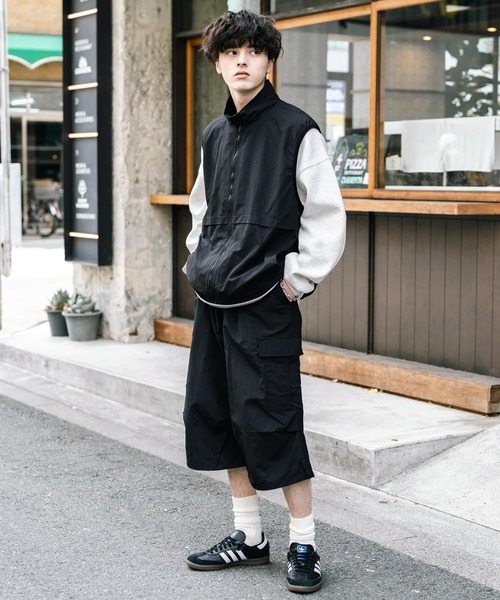 Rocky Monroe(ロッキーモンロー)の「裏メッシュスタンドネック前開きナイロンベスト(ベスト・メンズ・ネイビー/カーキ/チャコール/ブラック/グレー・XL/M/L)」の9枚目の写真