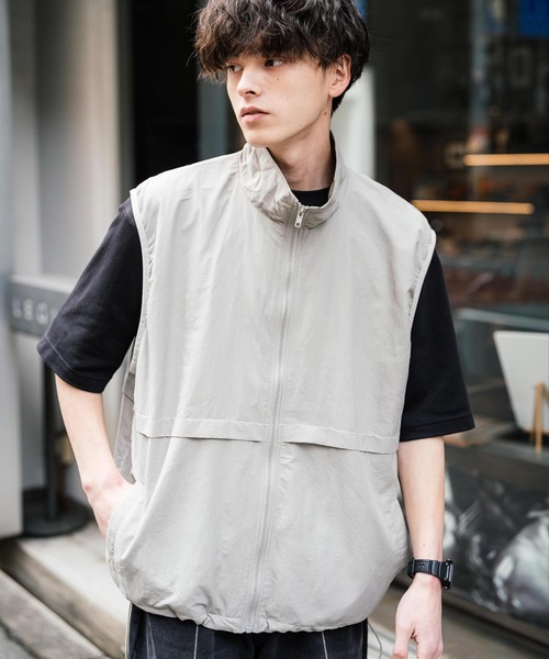 Rocky Monroe(ロッキーモンロー)の「裏メッシュスタンドネック前開きナイロンベスト(ベスト・メンズ・ネイビー/カーキ/チャコール/ブラック/グレー・XL/M/L)」の12枚目の写真