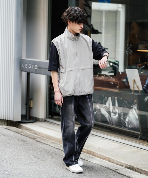 Rocky Monroe(ロッキーモンロー)の「裏メッシュスタンドネック前開きナイロンベスト(ベスト・メンズ・ネイビー/カーキ/チャコール/ブラック/グレー・XL/M/L)」の15枚目の写真
