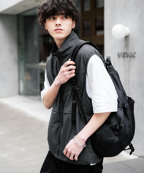 Rocky Monroe(ロッキーモンロー)の「裏メッシュスタンドネック前開きナイロンベスト(ベスト・メンズ・ネイビー/カーキ/チャコール/ブラック/グレー・XL/M/L)」の19枚目の写真