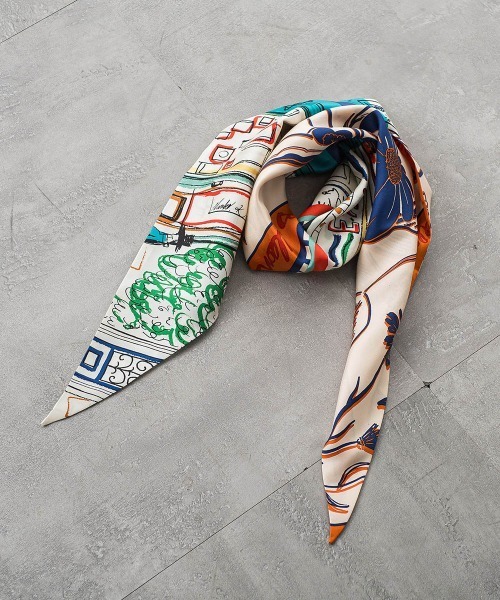 manipuri（マニプリ）の「【manipuri】＜ダイヤ型スカーフ＞（ストール/ショール・レディース・ブルー系その他/オレンジ系その他・FREE）」の2枚目の写真