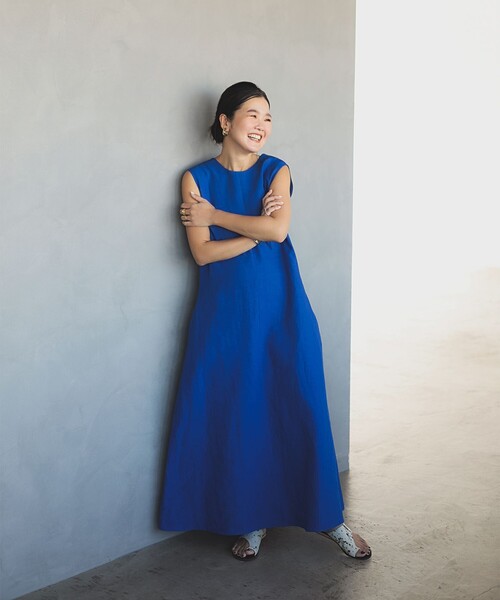 Demi-Luxe BEAMS（デミルクス ビームス）の「シンプル リネン 2WAY ドレス .M（ワンピース・レディース・ダークブラウン/ベージュ/ブルー系その他3・38/36）」の3枚目の写真