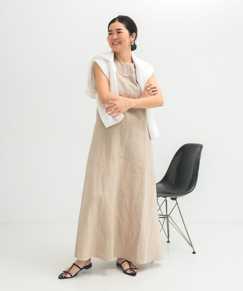 Demi-Luxe BEAMS(デミルクス ビームス)の「シンプル リネン 2WAY ドレス .M(ワンピース・レディース・ダークブラウン/ベージュ/ブルー系その他3・38/36)」の15枚目の写真