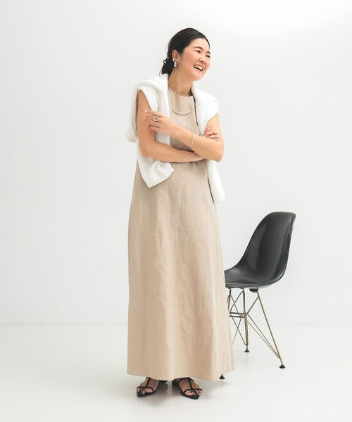 Demi-Luxe BEAMS(デミルクス ビームス)の「シンプル リネン 2WAY ドレス .M(ワンピース・レディース・ダークブラウン/ベージュ/ブルー系その他3・38/36)」の16枚目の写真