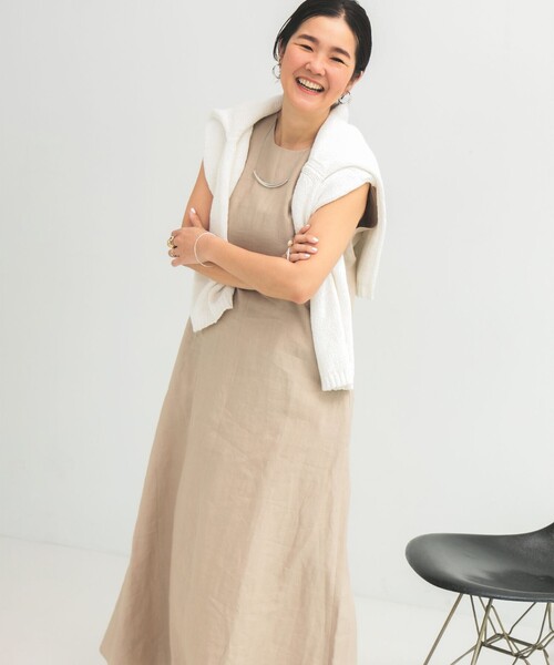 Demi-Luxe BEAMS（デミルクス ビームス）の「シンプル リネン 2WAY ドレス .M（ワンピース・レディース・ダークブラウン/ベージュ/ブルー系その他3・38/36）」の19枚目の写真