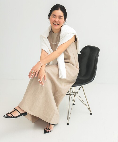 Demi-Luxe BEAMS（デミルクス ビームス）の「シンプル リネン 2WAY ドレス .M（ワンピース・レディース・ダークブラウン/ベージュ/ブルー系その他3・38/36）」の22枚目の写真