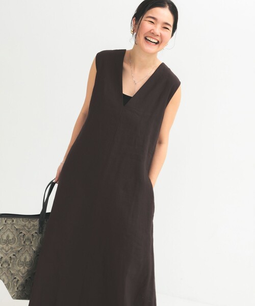Demi-Luxe BEAMS（デミルクス ビームス）の「シンプル リネン 2WAY ドレス .M（ワンピース・レディース・ダークブラウン/ベージュ/ブルー系その他3・38/36）」の16枚目の写真