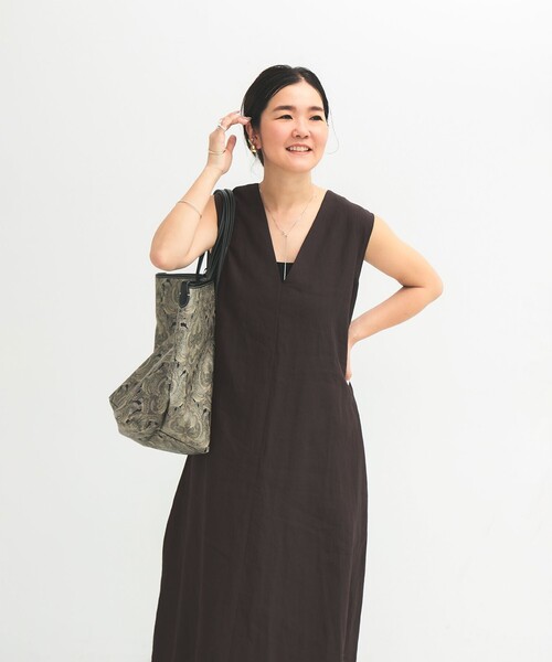 Demi-Luxe BEAMS（デミルクス ビームス）の「シンプル リネン 2WAY ドレス .M（ワンピース・レディース・ダークブラウン/ベージュ/ブルー系その他3・38/36）」の17枚目の写真