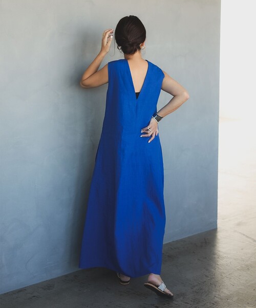 Demi-Luxe BEAMS（デミルクス ビームス）の「シンプル リネン 2WAY ドレス .M（ワンピース・レディース・ダークブラウン/ベージュ/ブルー系その他3・38/36）」の13枚目の写真