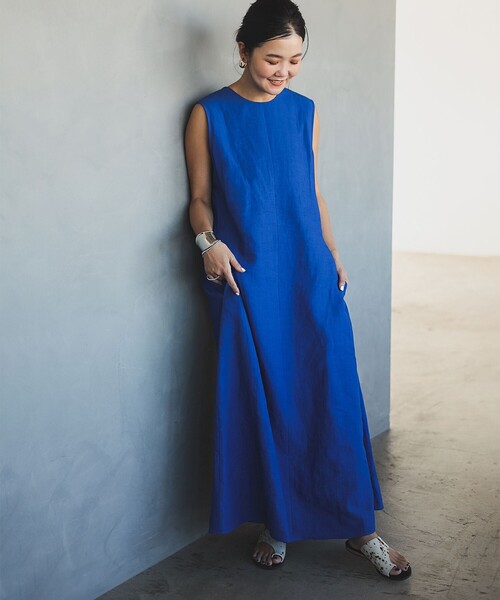 Demi-Luxe BEAMS（デミルクス ビームス）の「シンプル リネン 2WAY ドレス .M（ワンピース・レディース・ダークブラウン/ベージュ/ブルー系その他3・38/36）」の14枚目の写真