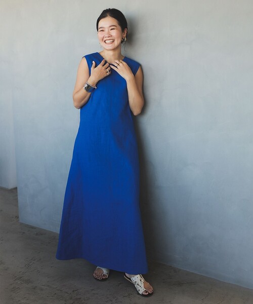 Demi-Luxe BEAMS（デミルクス ビームス）の「シンプル リネン 2WAY ドレス .M（ワンピース・レディース・ダークブラウン/ベージュ/ブルー系その他3・38/36）」の15枚目の写真