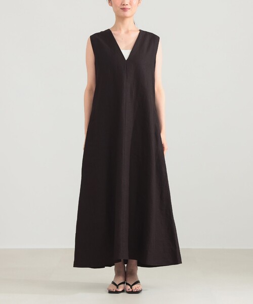Demi-Luxe BEAMS（デミルクス ビームス）の「シンプル リネン 2WAY ドレス .M（ワンピース・レディース・ダークブラウン/ベージュ/ブルー系その他3・38/36）」の10枚目の写真