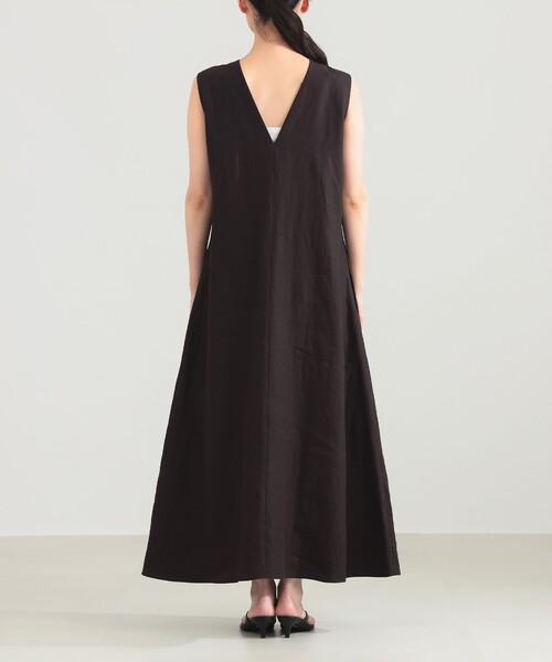 Demi-Luxe BEAMS（デミルクス ビームス）の「シンプル リネン 2WAY ドレス .M（ワンピース・レディース・ダークブラウン/ベージュ/ブルー系その他3・38/36）」の4枚目の写真