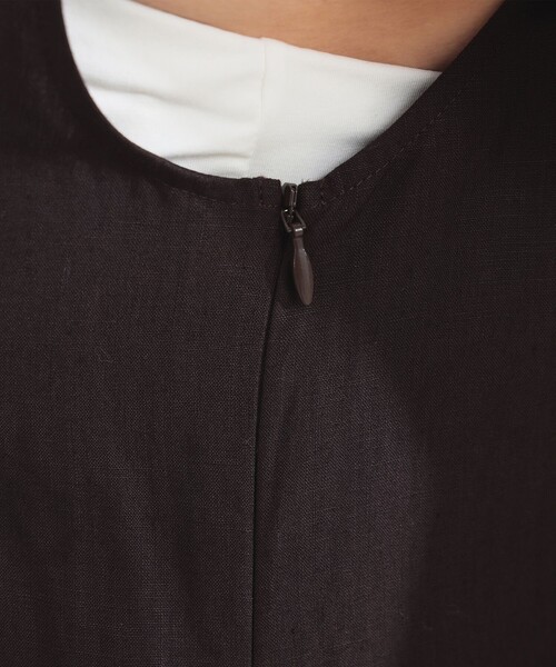 Demi-Luxe BEAMS（デミルクス ビームス）の「シンプル リネン 2WAY ドレス .M（ワンピース・レディース・ダークブラウン/ベージュ/ブルー系その他3・38/36）」の6枚目の写真