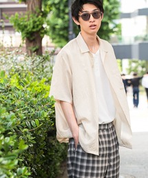 リネン混 開襟シャツ