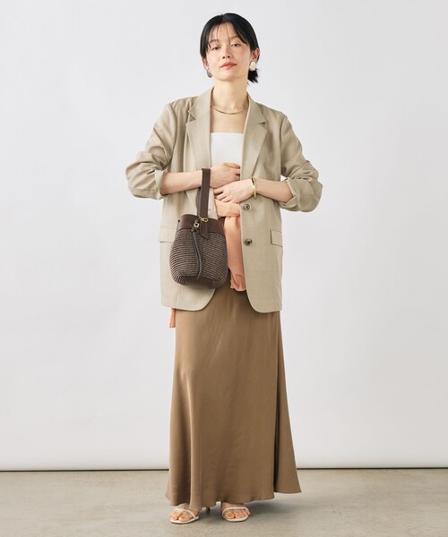 NOLLEY’S Sophi（ノーリーズソフィ）の「《セットアップ対応》ウォッシャブルリネンライクシアーボイルジャケット（テーラードジャケット・レディース・ダークブラウン/ベージュ/グレイッシュベージュ・38/36/34）」の5枚目の写真