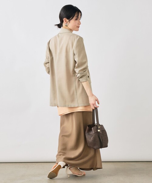 NOLLEY’S Sophi（ノーリーズソフィ）の「《セットアップ対応》ウォッシャブルリネンライクシアーボイルジャケット（テーラードジャケット・レディース・ダークブラウン/ベージュ/グレイッシュベージュ・38/36/34）」の7枚目の写真