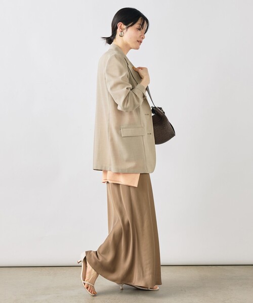 NOLLEY’S Sophi（ノーリーズソフィ）の「《セットアップ対応》ウォッシャブルリネンライクシアーボイルジャケット（テーラードジャケット・レディース・ダークブラウン/ベージュ/グレイッシュベージュ・38/36/34）」の8枚目の写真