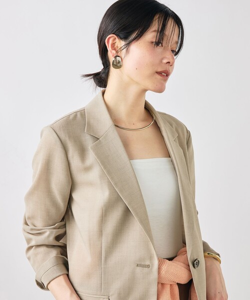 NOLLEY’S Sophi（ノーリーズソフィ）の「《セットアップ対応》ウォッシャブルリネンライクシアーボイルジャケット（テーラードジャケット・レディース・ダークブラウン/ベージュ/グレイッシュベージュ・38/36/34）」の10枚目の写真