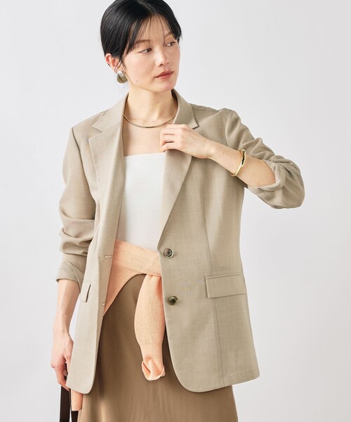 NOLLEY’S Sophi（ノーリーズソフィ）の「《セットアップ対応》ウォッシャブルリネンライクシアーボイルジャケット（テーラードジャケット・レディース・ダークブラウン/ベージュ/グレイッシュベージュ・38/36/34）」の11枚目の写真