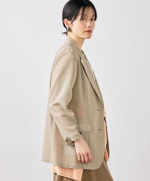 NOLLEY’S Sophi（ノーリーズソフィ）の「《セットアップ対応》ウォッシャブルリネンライクシアーボイルジャケット（テーラードジャケット・レディース・ダークブラウン/ベージュ/グレイッシュベージュ・38/36/34）」の14枚目の写真