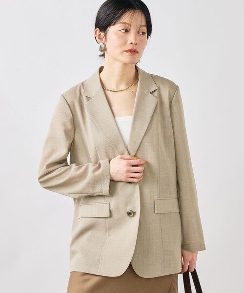 NOLLEY’S Sophi（ノーリーズソフィ）の「《セットアップ対応》ウォッシャブルリネンライクシアーボイルジャケット（テーラードジャケット・レディース・ダークブラウン/ベージュ/グレイッシュベージュ・38/36/34）」の15枚目の写真