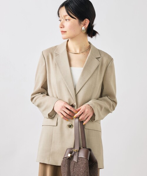 NOLLEY’S Sophi（ノーリーズソフィ）の「《セットアップ対応》ウォッシャブルリネンライクシアーボイルジャケット（テーラードジャケット・レディース・ダークブラウン/ベージュ/グレイッシュベージュ・38/36/34）」の16枚目の写真