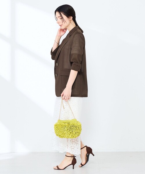 NOLLEY’S Sophi（ノーリーズソフィ）の「《セットアップ対応》ウォッシャブルリネンライクシアーボイルジャケット（テーラードジャケット・レディース・ダークブラウン/ベージュ/グレイッシュベージュ・38/36/34）」の17枚目の写真