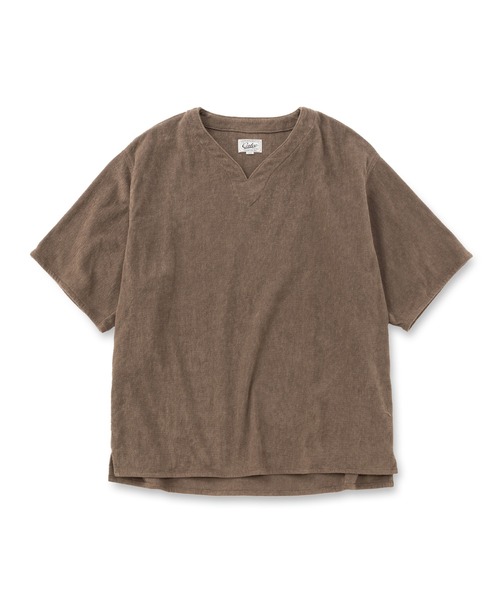 CALEE（キャリー）の「TOWEL KEY NECK S/S CS（シャツ/ブラウス・メンズ・モカ/ブラック・LARGE/MEDIUM）」の2枚目の写真