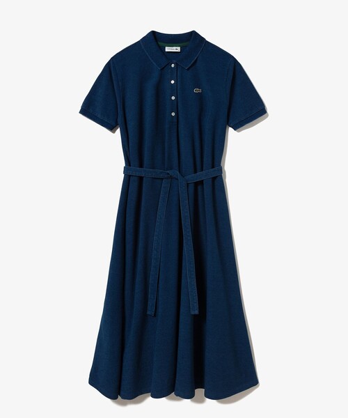 LACOSTE(ラコステ)の「インディゴ鹿の子ポロドレス / フレアワンピース(ワンピース・レディース・ネイビー/ブルー・40/36/38/34)」の6枚目の写真