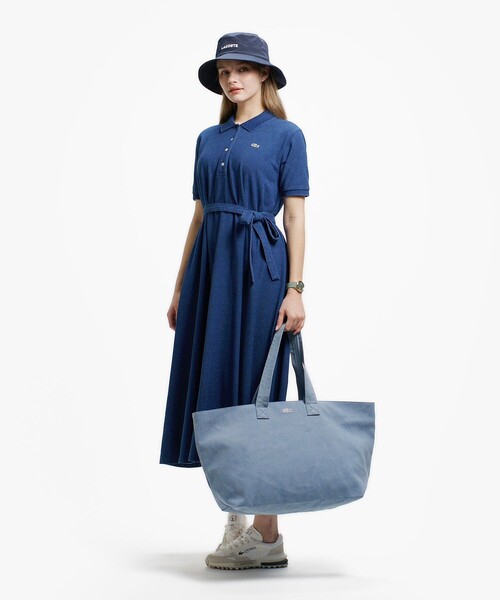 LACOSTE(ラコステ)の「インディゴ鹿の子ポロドレス / フレアワンピース(ワンピース・レディース・ネイビー/ブルー・40/36/38/34)」の11枚目の写真