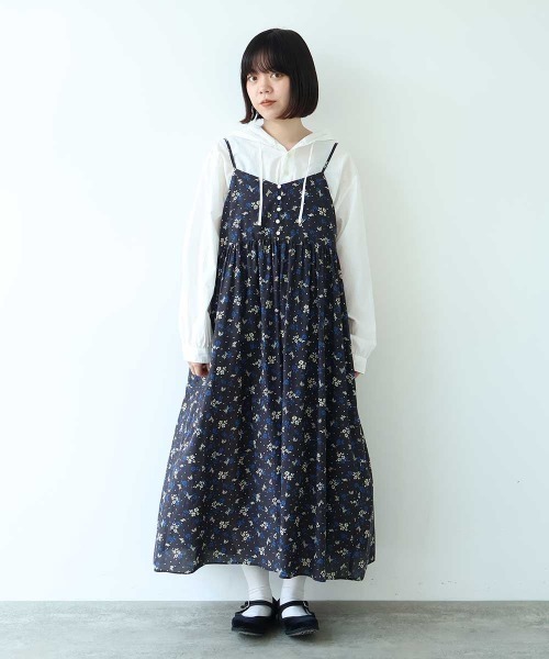 bulle de savon(ビュルデサボン)の「beta hana プリント ギャザーキャミワンピース(ワンピース・レディース・グリーン/チャコールグレー・FREE)」の1枚目の写真