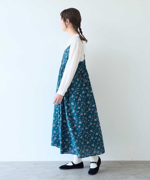 bulle de savon(ビュルデサボン)の「beta hana プリント ギャザーキャミワンピース(ワンピース・レディース・グリーン/チャコールグレー・FREE)」の7枚目の写真