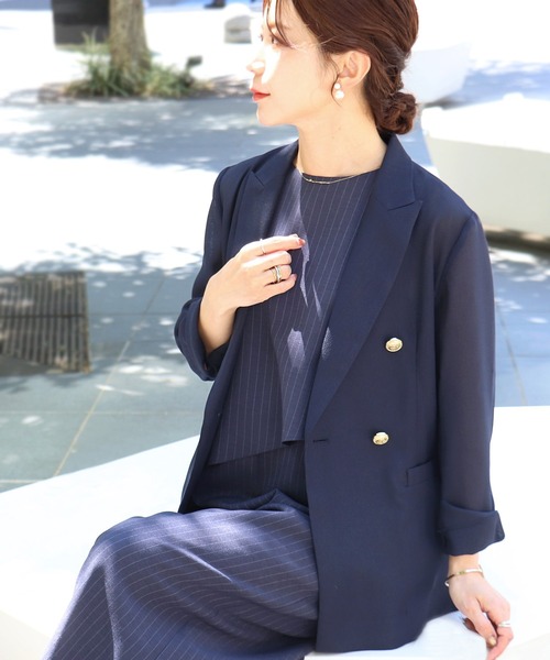 Sirin(シリン)の「ゴールドボタンメッシュジャケット【2サイズ展開】(テーラードジャケット・レディース・イエロー系その他/ネイビー・XS/S)」の6枚目の写真