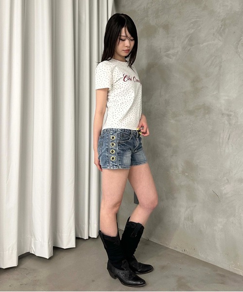 sedacle girl(セダクルガール)の「スターチャームバイカラーT(Tシャツ/カットソー・レディース・ネイビー/ライトブルー/オフホワイト・FREE)」の16枚目の写真