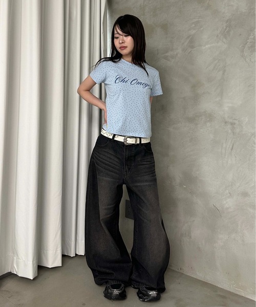 sedacle girl(セダクルガール)の「スターチャームバイカラーT(Tシャツ/カットソー・レディース・ネイビー/ライトブルー/オフホワイト・FREE)」の22枚目の写真