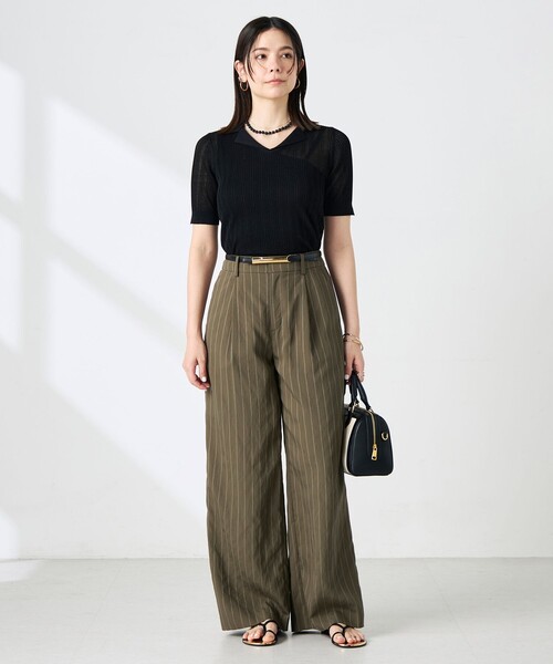 NOLLEY’S Sophi(ノーリーズソフィ)の「ウォッシャブルストライプタックパンツ(その他パンツ・レディース・カーキ/ホワイト系その他4・38/36/34)」の7枚目の写真