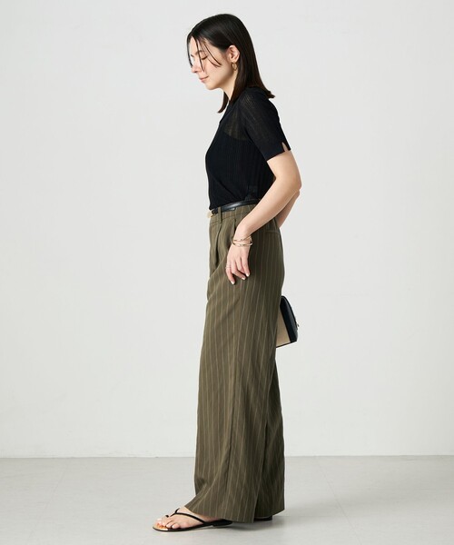 NOLLEY’S Sophi(ノーリーズソフィ)の「ウォッシャブルストライプタックパンツ(その他パンツ・レディース・カーキ/ホワイト系その他4・38/36/34)」の8枚目の写真