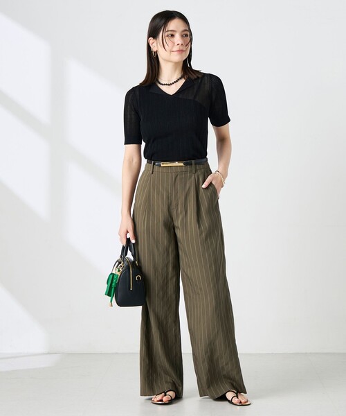 NOLLEY’S Sophi(ノーリーズソフィ)の「ウォッシャブルストライプタックパンツ(その他パンツ・レディース・カーキ/ホワイト系その他4・38/36/34)」の10枚目の写真