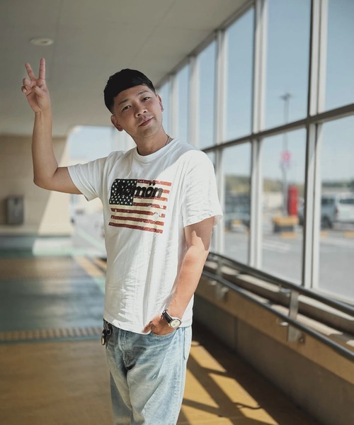 Romon（ロマン）の「ロマン【Romon】Standard T-shirts(America)（Tシャツ/カットソー・メンズ・ライトオリーブ/ホワイト/キャメル/ブラック系1・M/L/XL）」の2枚目の写真