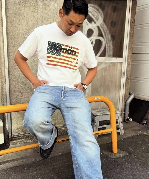 Romon（ロマン）の「ロマン【Romon】Standard T-shirts(America)（Tシャツ/カットソー・メンズ・ライトオリーブ/ホワイト/キャメル/ブラック系1・M/L/XL）」の8枚目の写真