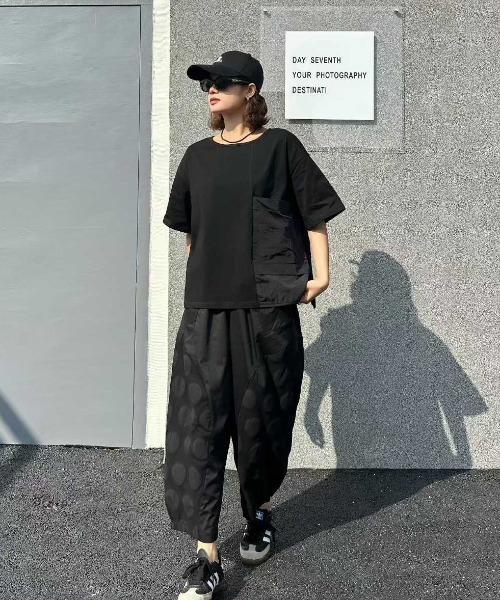 WESTSEA(ウエストシー)の「ドット切替 バルーンカーゴパンツ ワイドシルエット(その他パンツ・レディース・ブラック・FREE)」の6枚目の写真
