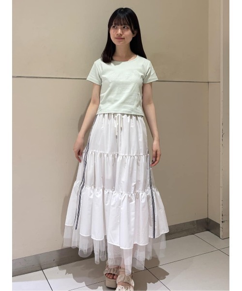 REDYAZEL(レディアゼル)の「カリグラフィーロゴエンブロイダリークロップドTシャツ(Tシャツ/カットソー・レディース・ブラック/ホワイト/ベージュ/ミント・FREE)」の5枚目の写真